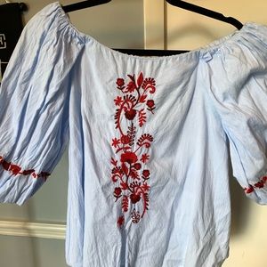 Zara off shoulder tie blouse